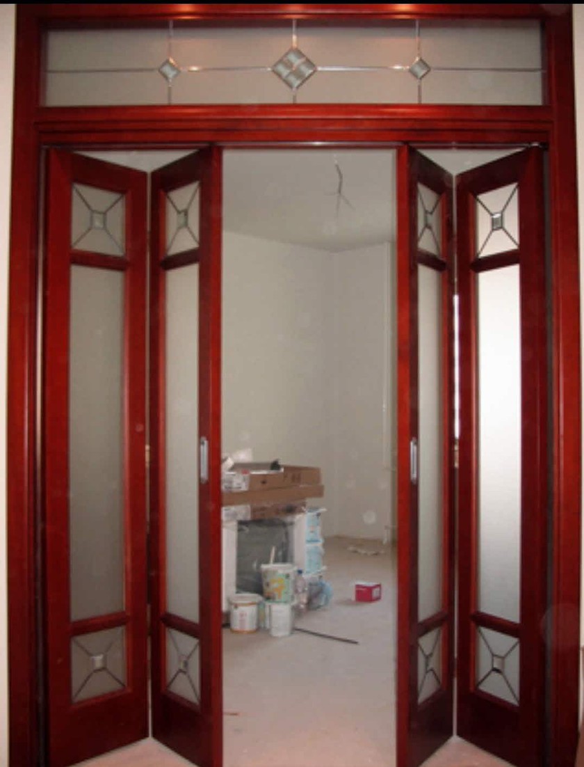 Дверь гармошка с декоративными стеклянными вставками Тамбов
