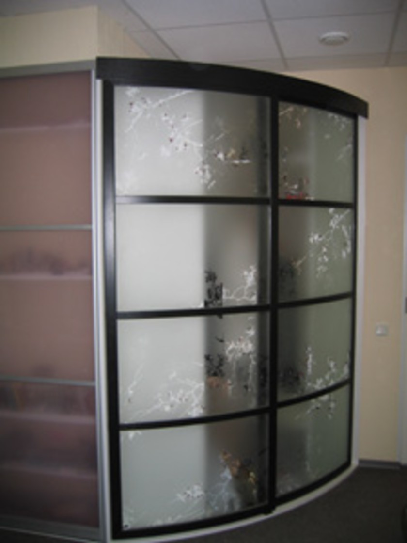Шкаф купе радиусный с рисунком на стекле Тамбов